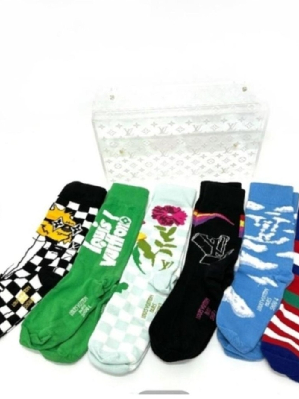 Louis Vuitton Turquoise Logo Crew Socks - Picture 6 of 6